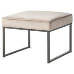 Poef Pien fluweel beige hocker 45x60x60 cm, Ophalen, Stof, 50 tot 75 cm, Vierkant