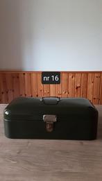 EMAILLE DONKER GROENE BROODTROMMEL., Antiek en Kunst, Ophalen of Verzenden