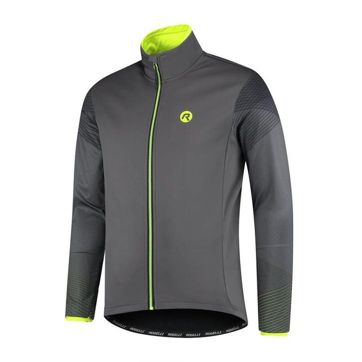 Rogelli Winterjack Wire Grijs/Fluor-Geel maat M, Fietsen en Brommers, Fietsaccessoires | Fietskleding, Nieuw, Heren, Bovenkleding