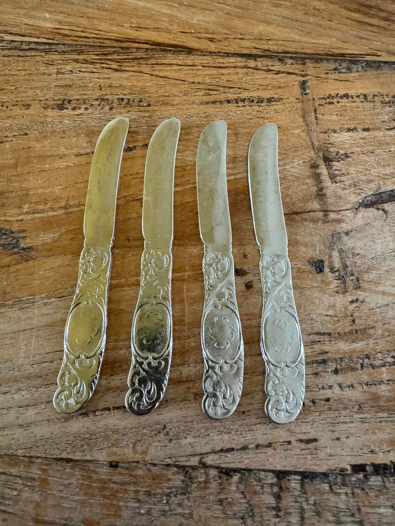 Vintage verzilverde botermesjes, Antiek en Kunst, Ophalen of Verzenden