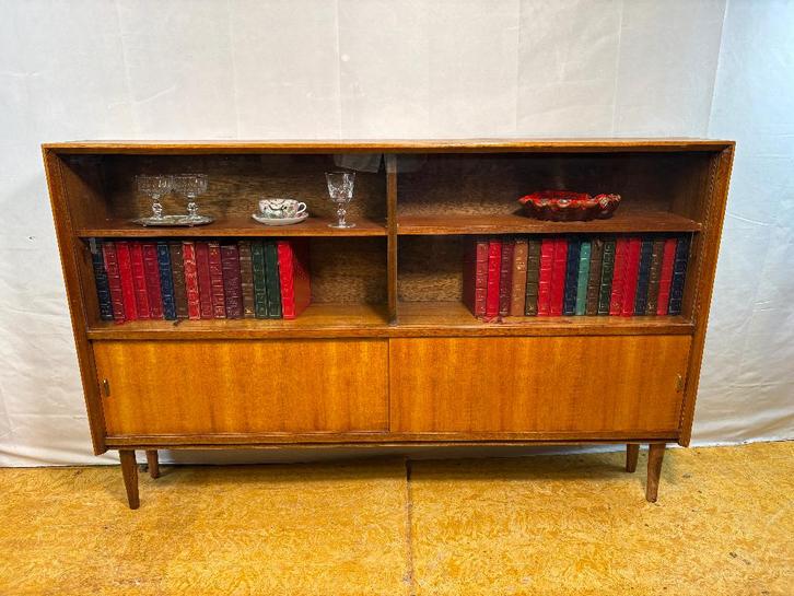 Gratis verzending!Vintage teakboekenkast midcenturyretro1960, Huis en Inrichting, Kasten | Boekenkasten, Gebruikt, 150 tot 200 cm