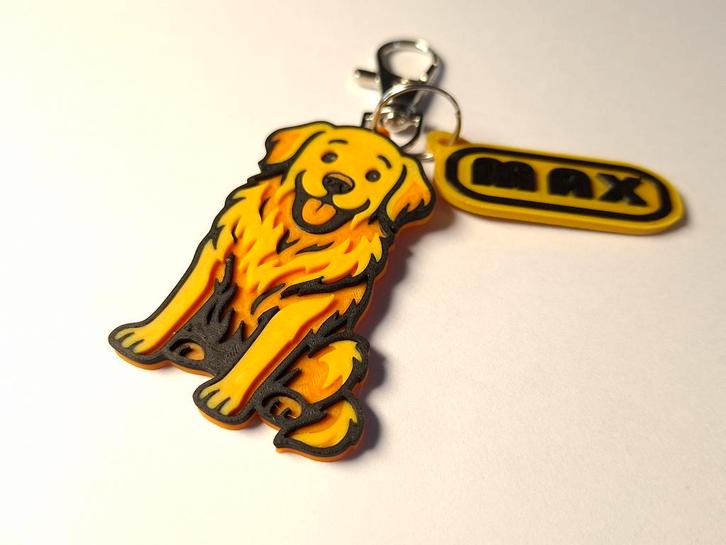 Golden Retriever - Prachtige 3D Sleutelhanger PERSONALISEER, Verzamelen, Sleutelhangers, Nieuw, Dier of Natuur, Ophalen of Verzenden