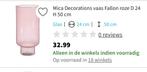 Vaas intratuin glas roze mica fallon, Huis en Inrichting, Woonaccessoires | Vazen, Nieuw, Glas, 50 tot 75 cm, Ophalen