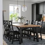 De grote Ikea Skogstra tafel in acacia/zwart, Huis en Inrichting, Ophalen, Zo goed als nieuw