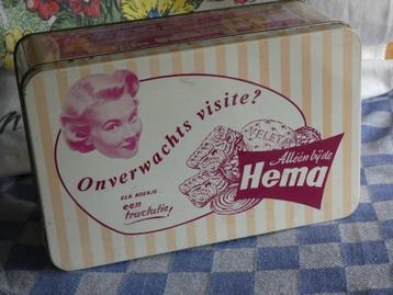 brocant blik/ HEMA bewaardoos/ voorraadblik koekjes beschikbaar voor biedingen