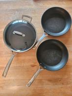 Le Creuset Les Forgees Koekenpan & Hapjespan 28cm, Ophalen of Verzenden, Gebruikt, Gietijzer, Koekenpan of Braadpan