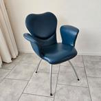 4 Leolux eetkamerstoelen, blauw, leer, Huis en Inrichting, Stoelen, Ophalen, Gebruikt, Modern, ook mooi bij Papageno fauteuil in zithoek