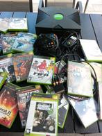 Xbox 2001+40 + spellen en 2 controllers., Spelcomputers en Games, Spelcomputers | Xbox Original, Ophalen, Gebruikt, Met 2 controllers
