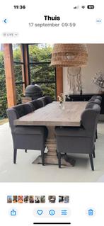 Eetkamerset met 6 stoelen antraciet, Huis en Inrichting, Complete eetkamers, Ophalen, Gebruikt, Landelijk, 4 tot 6 stoelen