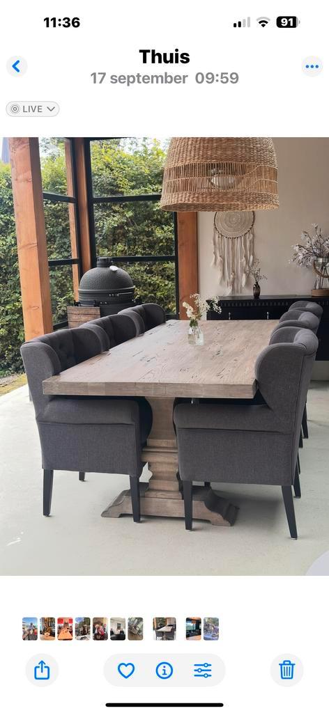 Eetkamerset met 6 stoelen antraciet, Huis en Inrichting, Complete eetkamers, Gebruikt, 4 tot 6 stoelen, Ophalen