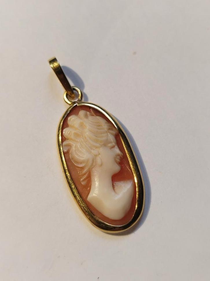 14 karaat gouden camee hanger, Sieraden, Tassen en Uiterlijk, Antieke sieraden, Hanger, Goud, Ophalen of Verzenden