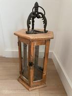 Houten lantaarn met metalen details, Antiek en Kunst, Ophalen