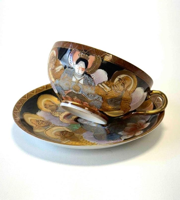 Japan Satsuma handbeschilderd porselein servies., Antiek en Kunst, Antiek | Porselein, Verzenden