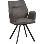 2 x Trendy Eetkamerstoel Raffy Antraciet met Armleuning, Ophalen, Zwart, Nieuw, X