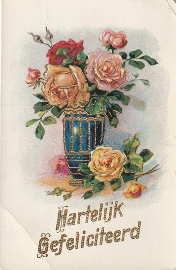 GOUDOPDRUK ROOS ROZEN UIT 1936 ZEER MOOIE KAART KH668 beschikbaar voor biedingen