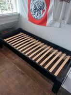 Stoer eenpersoonsbed teak hout, 80x200 cm, Huis en Inrichting, Slaapkamer | Bedden, Eenpersoons, Zwart, Ophalen of Verzenden, Zo goed als nieuw