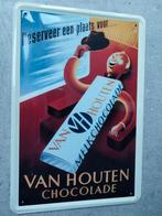 Vintage metalen reclamebord Van Houten Chocolade, Verzamelen, Ophalen of Verzenden, Gebruikt, Reclamebord