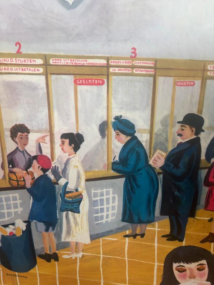 Schoolplaat Postkantoor - J.B. Wolters, Antiek en Kunst, Kunst | Tekeningen en Foto's, Ophalen of Verzenden