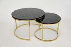Doblo set echt marmeren salontafel nieuw in doos! Goud, Ophalen, 50 tot 100 cm, 50 tot 75 cm, Rond