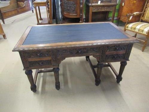 Oer 11181 ANTIEK eiken schrijftafel du Ministre met snijwerk, Antiek en Kunst, Antiek | Meubels | Tafels, Ophalen