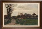 Gerbrand van Schagen(1880)Olieverf"Dorpsgezicht Blaricum"Ges, Antiek en Kunst, Kunst | Schilderijen | Klassiek, Ophalen of Verzenden