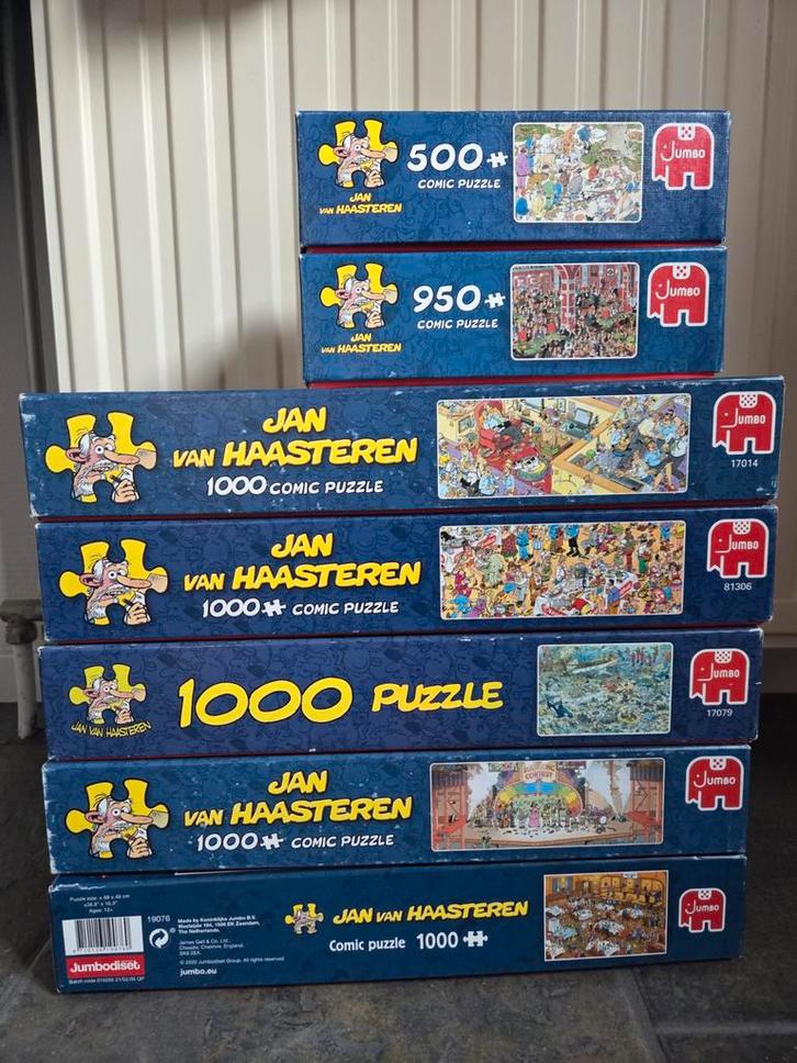 Puzzels Jan van Haasteren, Hobby en Vrije tijd, Denksport en Puzzels, Zo goed als nieuw, 500 t/m 1500 stukjes, Ophalen of Verzenden