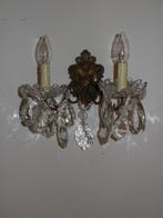 Set oude franse wandlampen met grote kristallen pegels en fa, Antiek en Kunst, Antiek | Lampen, Ophalen of Verzenden