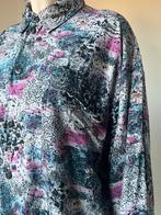 90s vintage print blouse met print, L/XL. Unisex festival, Verzenden, Paars, Vintage, Halswijdte 41/42 (L)