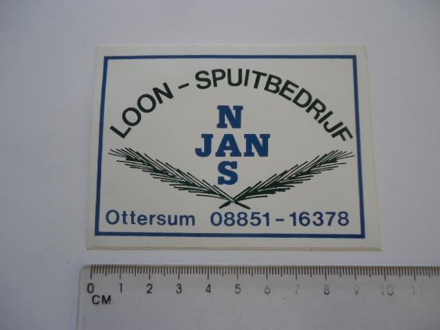 sticker oud OTTERSUM Jan Nas loonbedrijf agri spuitbedrijf, Verzamelen, Stickers, Zo goed als nieuw, Bedrijf of Vereniging, Verzenden