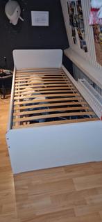 Ikea Släkt bed 90x200 wit incl. lattenbodem en matras, 85 tot 100 cm, Zo goed als nieuw, 180 cm of meer, Ophalen