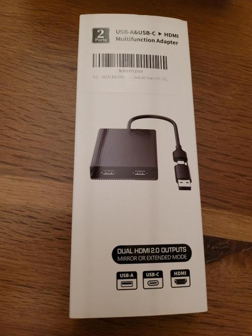 DisplayLink-adapter (gewone USB of USB-C naar 2x HDMI 2.0), Audio, Tv en Foto, Audiokabels en Televisiekabels, Nieuw, HDMI-kabel