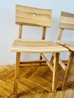 Twee houten eettafelstoelen, Huis en Inrichting, Ophalen, Gebruikt, Twee, Bruin