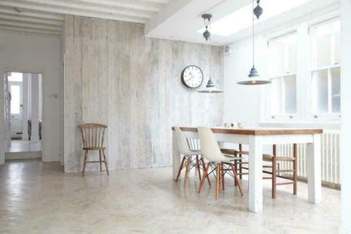 VINTAGE ECHT EIKEN WANDBEKLEDING, PLAFONDBEKLEDING WHITE, Huis en Inrichting, Stoffering | Behang, Ophalen of Verzenden