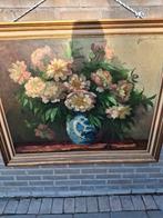 Jeannette Slager schilderij pioenen in delfts blauwe pot, Verzenden