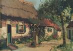 Jan Veenendaal boerderij landschap oud antiek schilderij, Ophalen of Verzenden