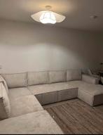 Beige ribstof U-bank in goede staat, Hoekbank, Ophalen of Verzenden, Zo goed als nieuw, Stof