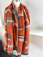 NIEUWE mooie pashmina oranje grijs paarden oranje CHCS, Pashmina, Ophalen of Verzenden, Nieuw, Sjaal
