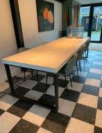 Grote wit houten eettafel, Huis en Inrichting, Tafels | Eettafels, 200 cm of meer, 50 tot 100 cm, Gebruikt, Metaal
