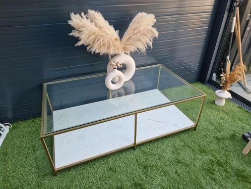 Goud marmeren salontafel, Huis en Inrichting, Tafels | Sidetables, Zo goed als nieuw, 25 tot 50 cm, 50 tot 100 cm, Rond, Ophalen