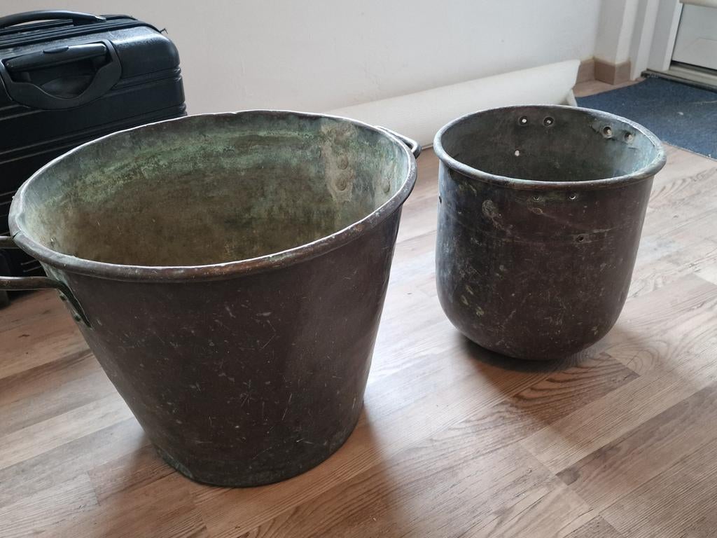 Kleine koperen ketel, grote is verkocht., Tuin en Terras, Ophalen, Rond, Minder dan 25 cm, Minder dan 40 cm
