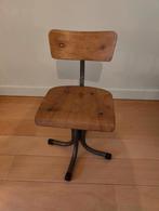 Vintage industriële bureaustoel – hout & staal – retro, Huis en Inrichting, Bureaustoelen, Ophalen, Gebruikt, Bruin, Bureaustoel