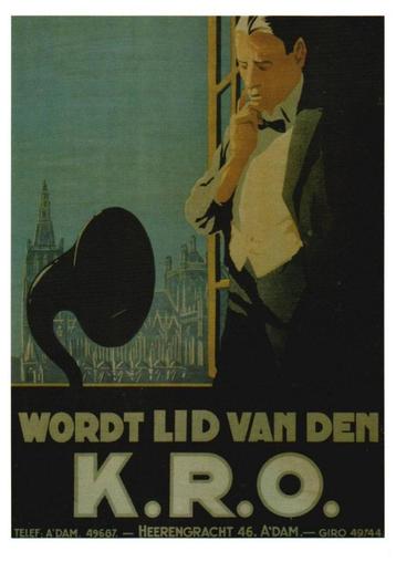 1e Affiche Ledenwerfactie KRO in 1926.(repro op ansichtkaart beschikbaar voor biedingen