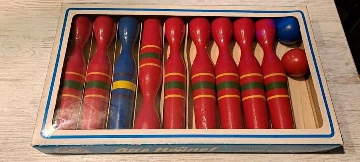 Vintage houten kegel set in originele verpakking, Ophalen of Verzenden