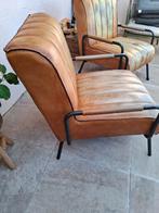 3 Cognac Leren Fauteuils - Vintage Look, Huis en Inrichting, Fauteuils, Ophalen