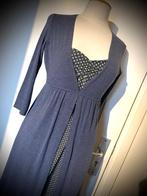 Niu Jurk Maat S blauw grijs 2 stoffen dubbele laag stretch, Verzenden, Zo goed als nieuw, NIU, Maat 36 (S)