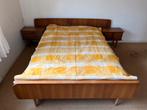 Vintage Deens design houten bed, nachtkastjes, tafeltje, Ophalen, Gebruikt, Tweepersoons