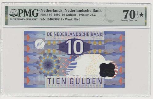 Nederland 10 Gulden 1997 Ijsvogel PMG70 EPQ (Ster), Postzegels en Munten, Bankbiljetten | Nederland, Los biljet, 10 gulden, Ophalen of Verzenden