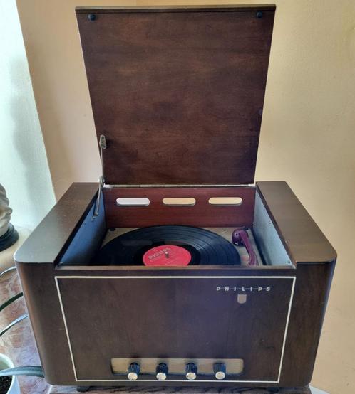 Philips AG9128 platenspeler 1957 werkend met nieuwe naald, Antiek en Kunst, Antiek | Tv's en Audio, Ophalen of Verzenden