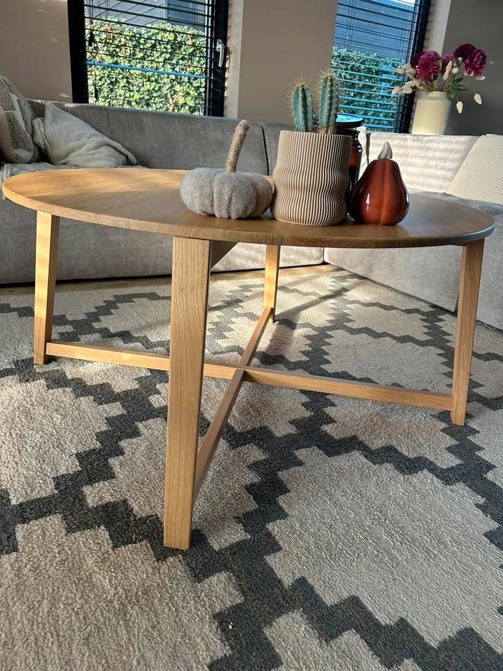 Massief eiken salontafel Passe Partout tube round high, Huis en Inrichting, Tafels | Salontafels, Zo goed als nieuw, Minder dan 50 cm
