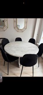 Eettafel en salon tafel marmer, Huis en Inrichting, Tafels | Eettafels, Ophalen, Gebruikt, 100 tot 150 cm, Rond